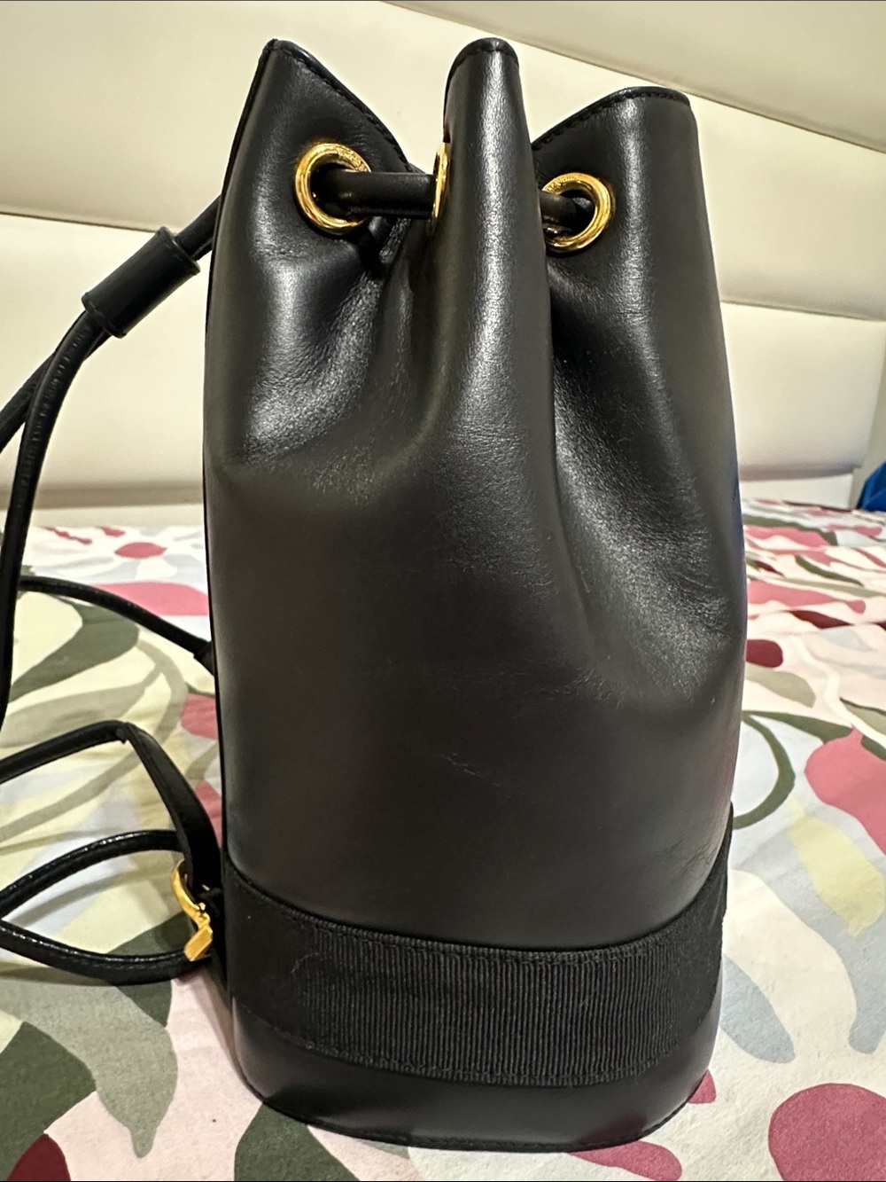 Salvatore Ferragamo Black Leather Drawstring Mini Bucket/Backpack - Picture 5 of 15